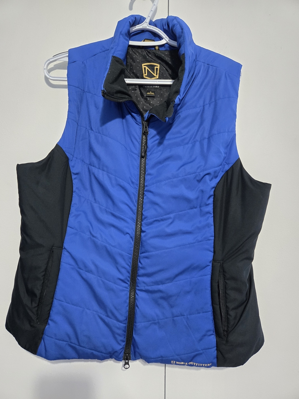 Noble Outfitters Vest Womens XL Blue Black Quilted Equestrian Riding Full Zip